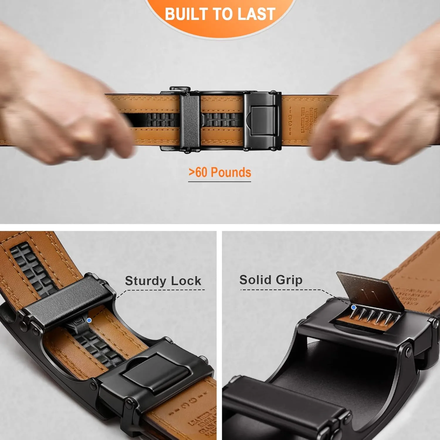 BULLIANT Men's Belt  Ratchet Leather Belt for Men Dress and Casual Pants Jeans 1 3/8"
