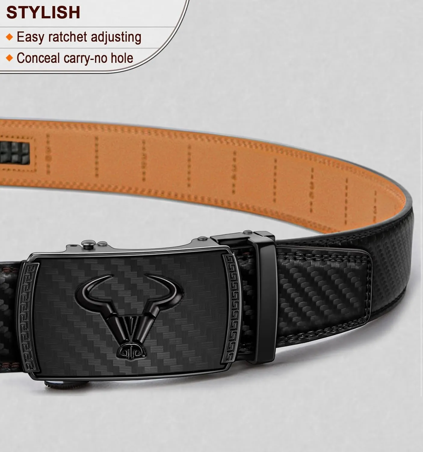 BULLIANT Men's Belt  Ratchet Leather Belt for Men Dress and Casual Pants Jeans 1 3/8"