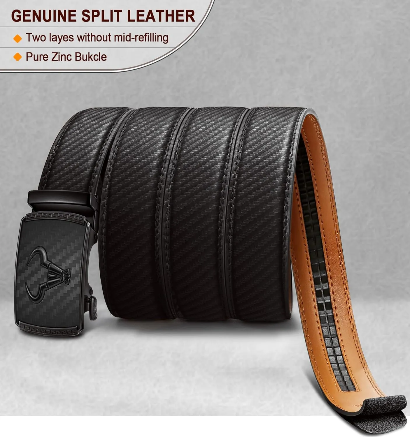 BULLIANT Men's Belt  Ratchet Leather Belt for Men Dress and Casual Pants Jeans 1 3/8"