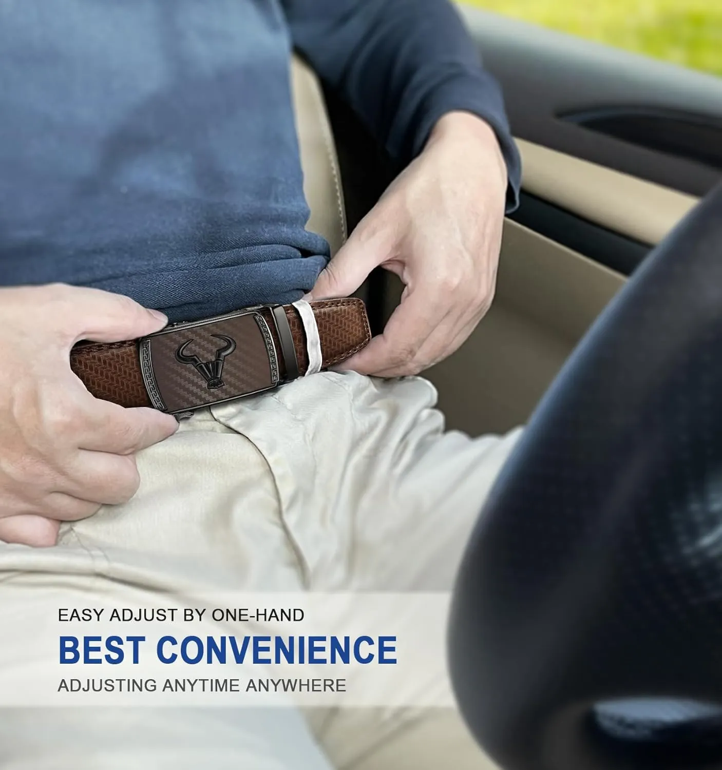 BULLIANT Men's Belt  Ratchet Leather Belt for Men Dress and Casual Pants Jeans 1 3/8"
