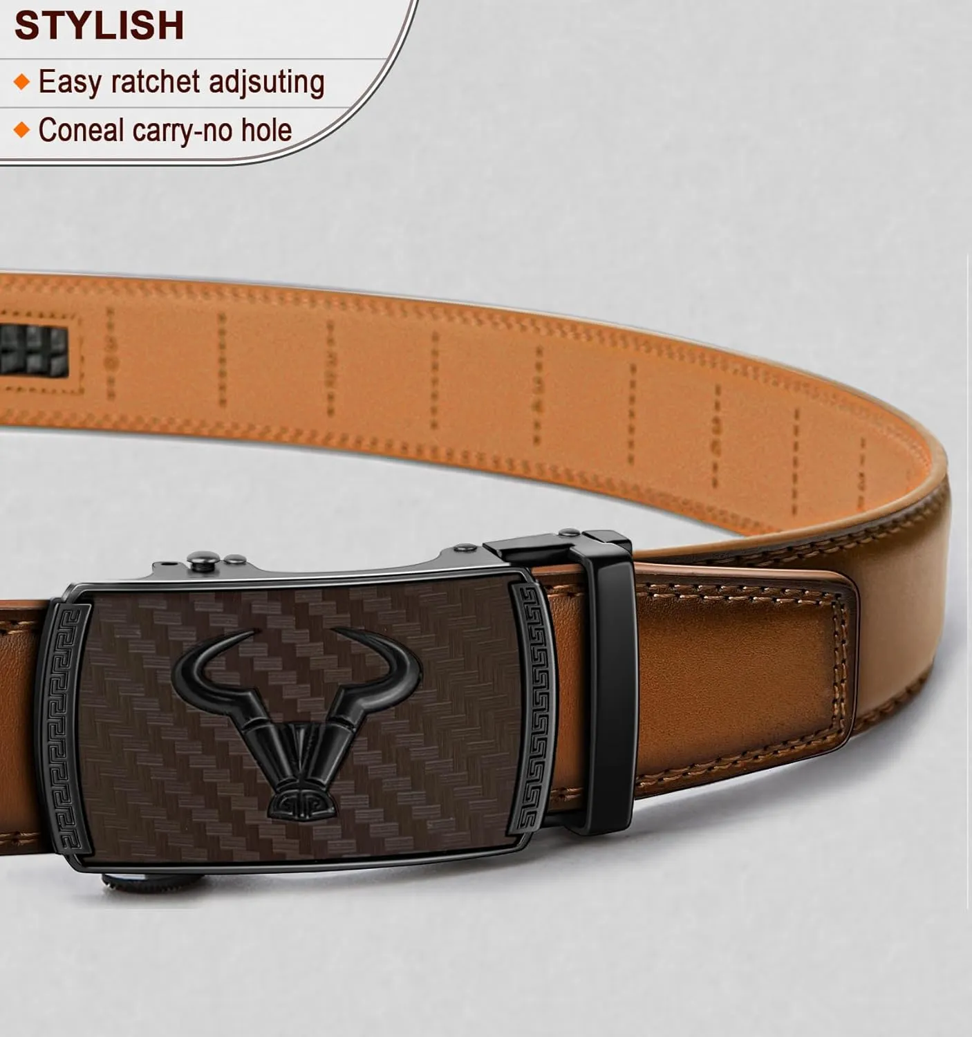 BULLIANT Men's Belt  Ratchet Leather Belt for Men Dress and Casual Pants Jeans 1 3/8"