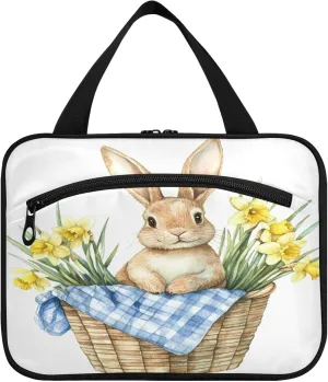 Burbuja Bunny Flower Travel Toiletry Bag for Women, Hanging Waterproof Toiletry Bag Cosmetic Organizer for Toiletries Accessories, M