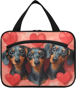 Burbuja Valentine Dog Travel Toiletry Bag for Women, Hanging Waterproof Toiletry Bag Cosmetic Organizer for Toiletries Accessories, M