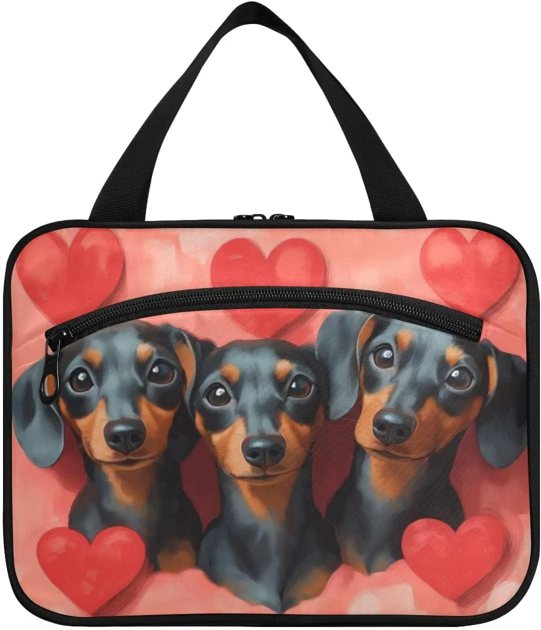 Burbuja Valentine Dog Travel Toiletry Bag for Women, Hanging Waterproof Toiletry Bag Cosmetic Organizer for Toiletries Accessories, M
