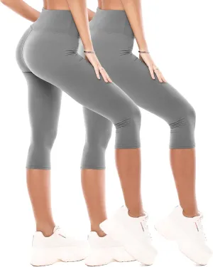 CADITEX Capri Leggings for Women - 2 Packs High Waisted Yoga Workout Womens Capris for Summer