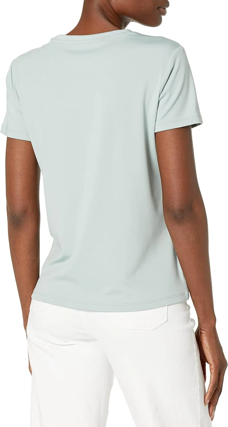 Calvin Klein Women's Comfortable Casual Crew Neck Nylon Spandex Short Sleeve