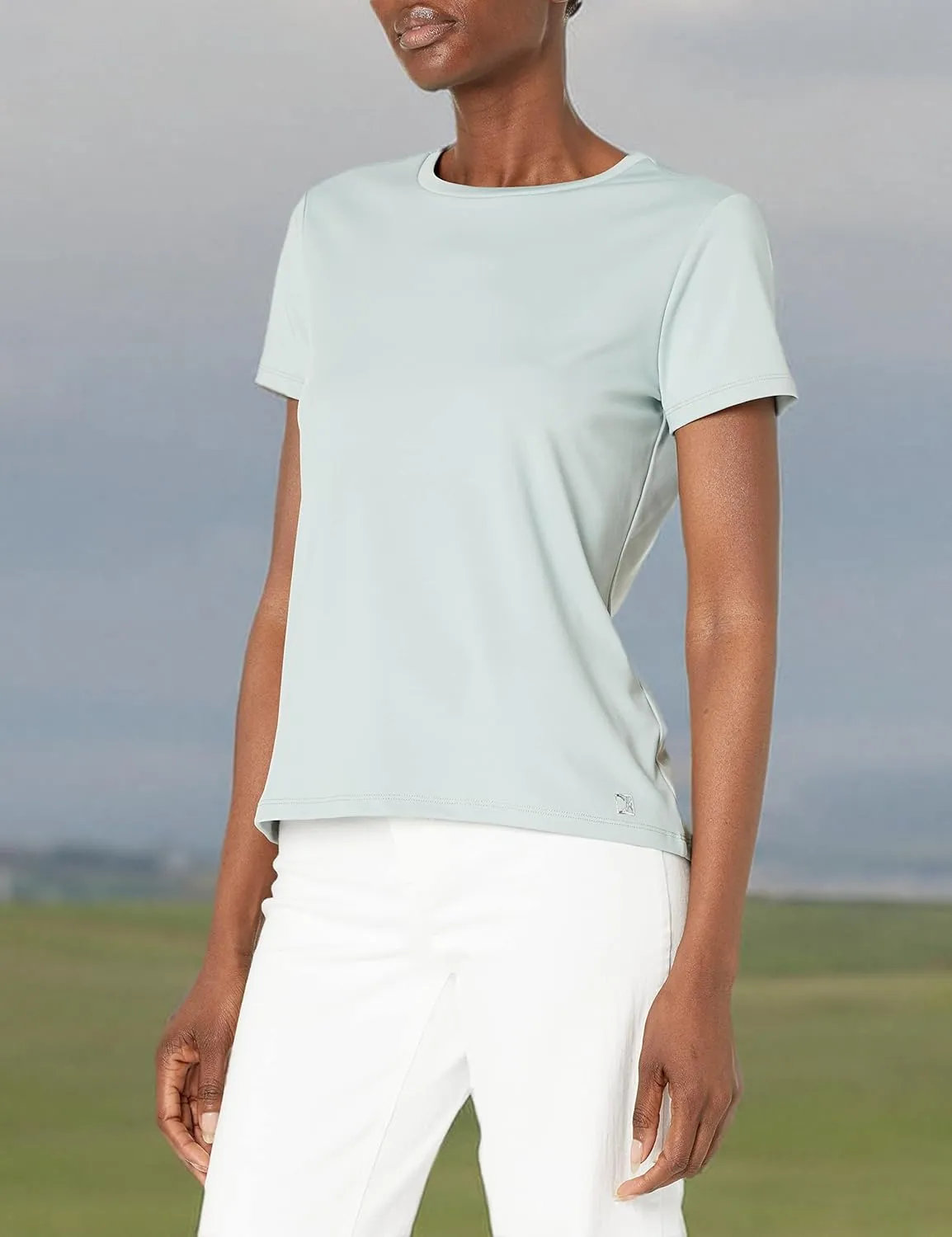Calvin Klein Women's Comfortable Casual Crew Neck Nylon Spandex Short Sleeve