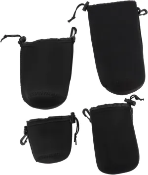 Camera Lens Bag 4-piece Neoprene Lens Pouch Waterproof and Dustproof Case Hooks for Belts Fit for Camera
