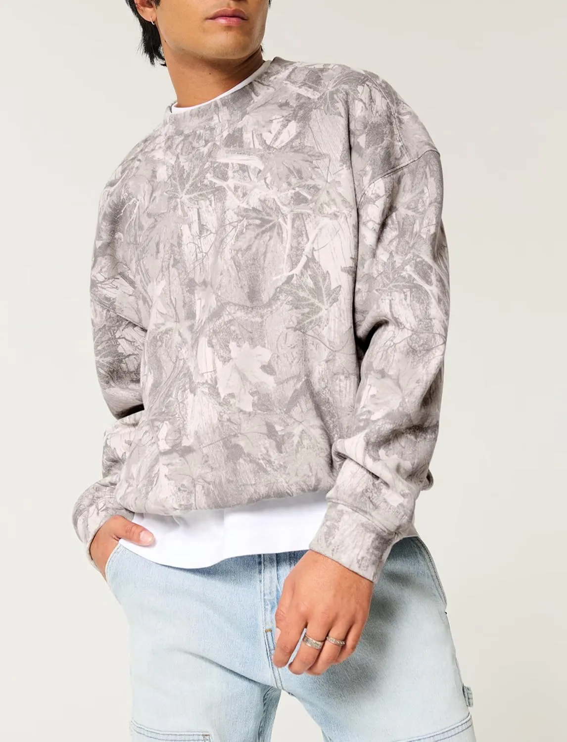 Camo Sweatshirt For Women Maple Leaf Print Hoodies Crew Neck Oversized Long Sleeve Drop Shoulder Pullovers