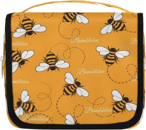 Cartoon Bees Hanging Travel Toiletry Bag Cosmetic Bag Portable Wash Bag with Hook for Bathroom Accessories Toiletries Cosmetics
