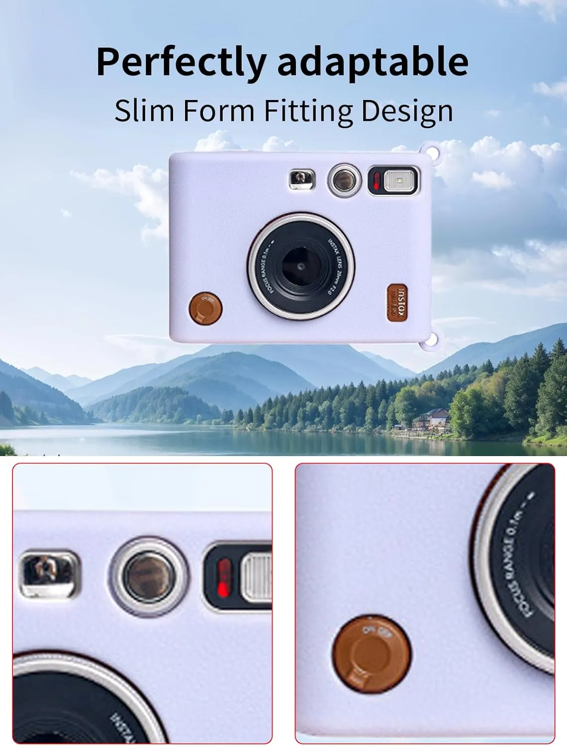 Case for Fujifilm Instax Mini EVO Instant Camera,Soft Protective, Silicone Cover for Instax Mini EVO Accessories-Purple