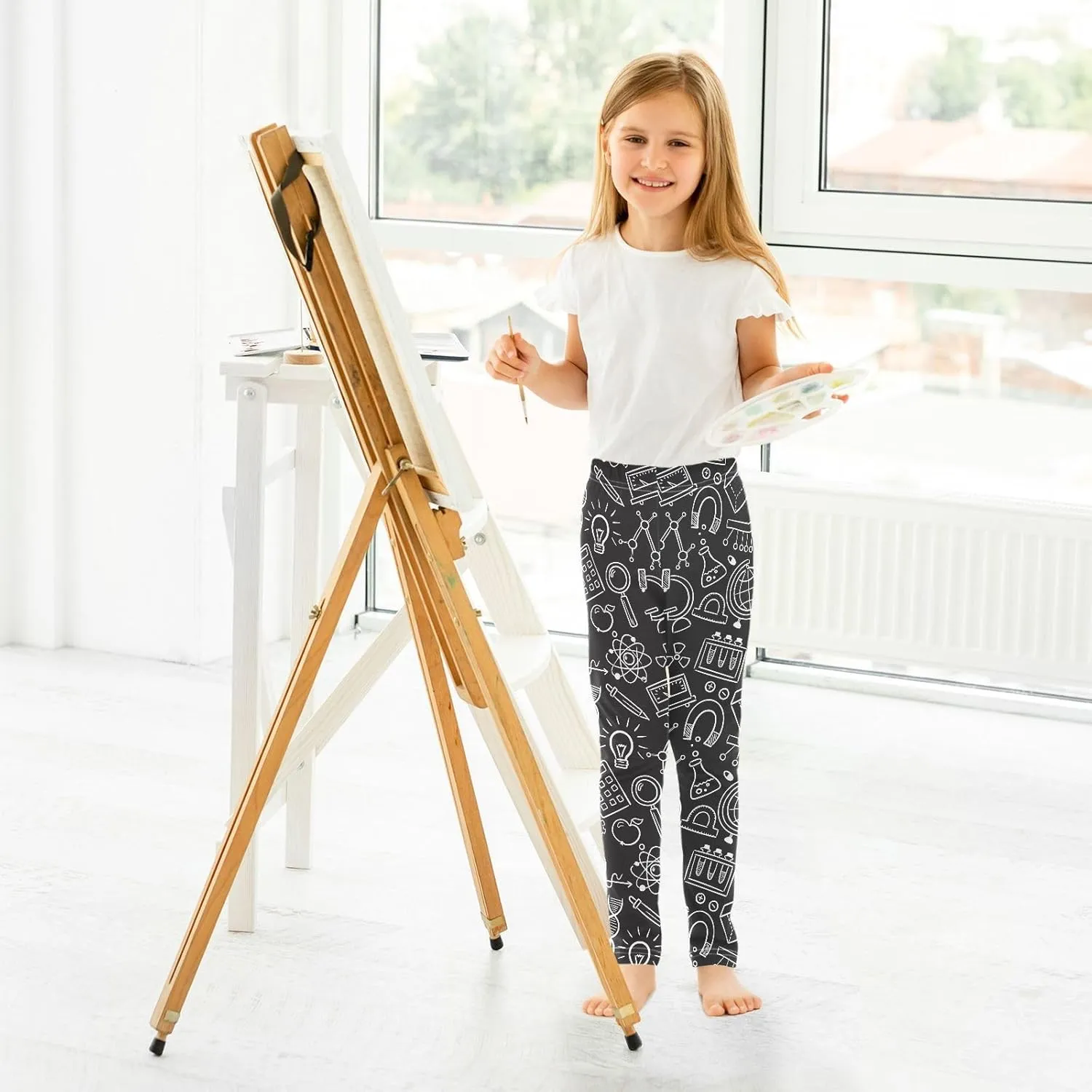 CaTaKu Printed Girls Toddler Leggings Kids Athletic Tights Pants Ankle Length 4-10 Year