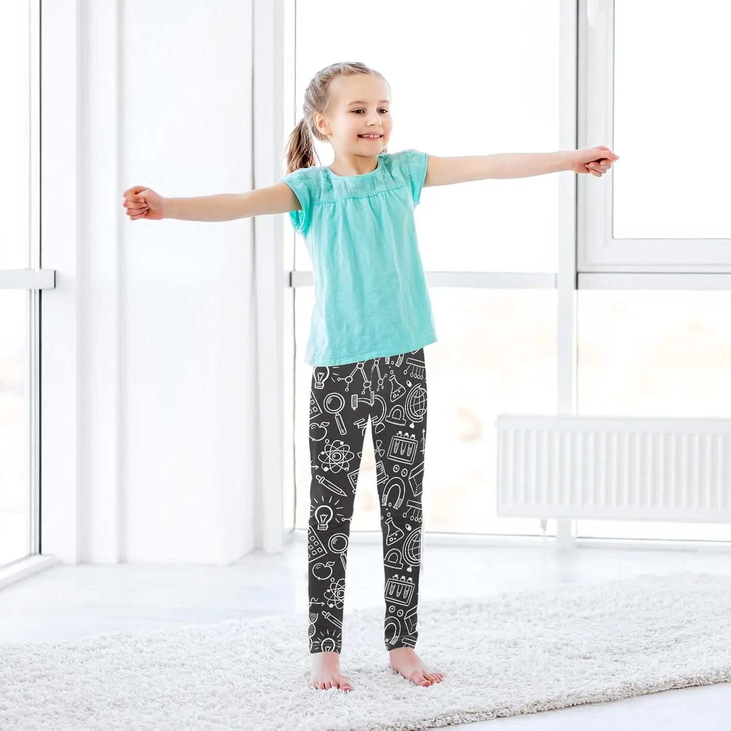 CaTaKu Printed Girls Toddler Leggings Kids Athletic Tights Pants Ankle Length 4-10 Year