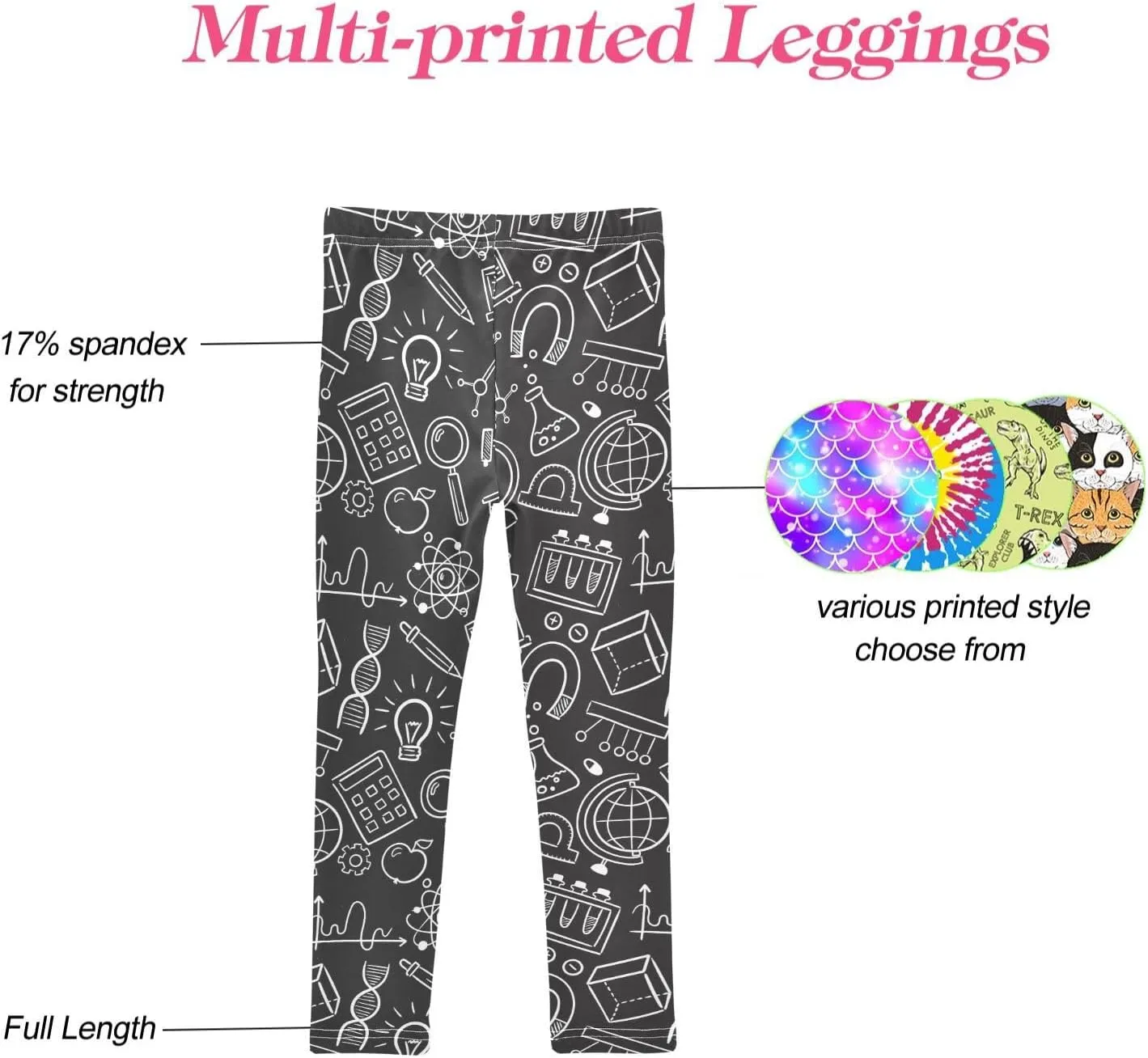 CaTaKu Printed Girls Toddler Leggings Kids Athletic Tights Pants Ankle Length 4-10 Year