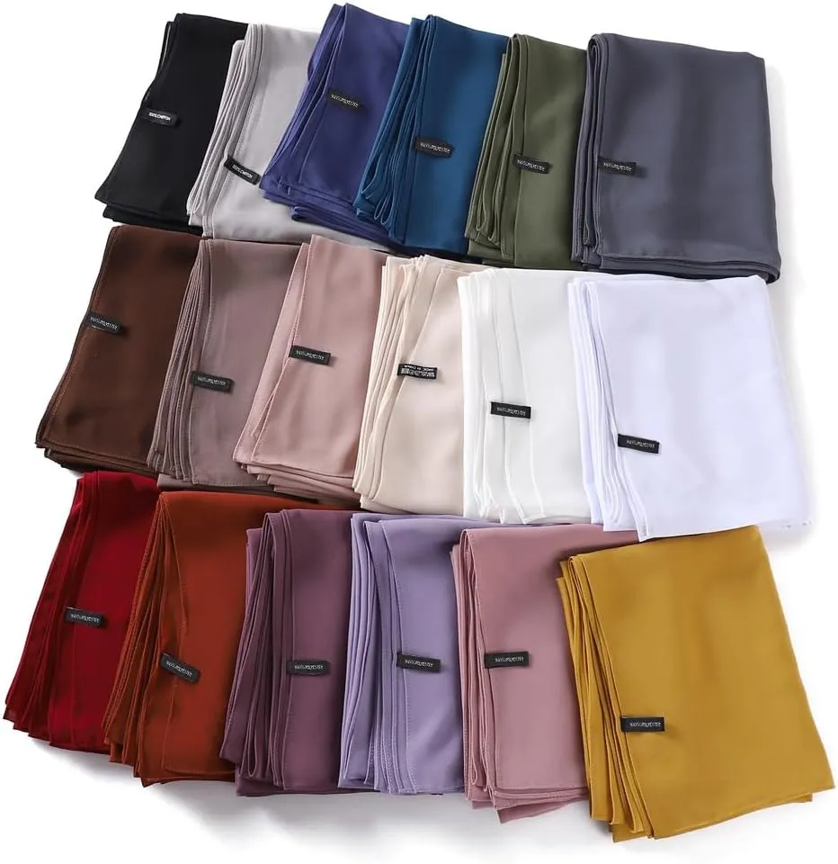 Chiffon Hijab Scarf Head Wrap Lightweight Scarves for Women Pashmina Shawls and Wraps for Evening Dresses Solid Color