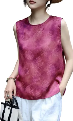 Chinese Style Sleeveless Shirt Summer Round Neck Undershirt Tops Women