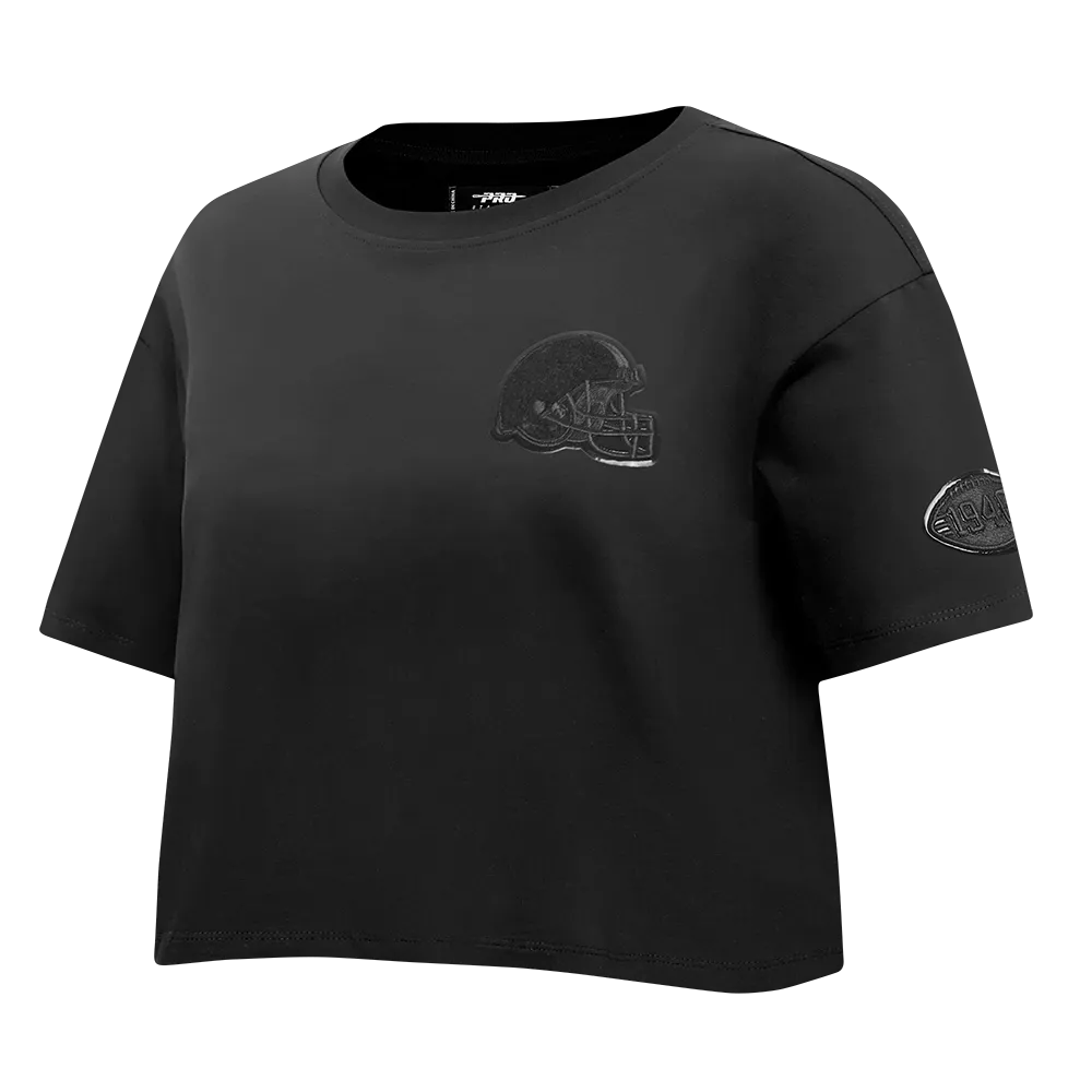 CLEVELAND BROWNS TRIPLE BLACK WOMEN'S SJ BOXY TEE (TRIPLE BLACK WOMEN'S)