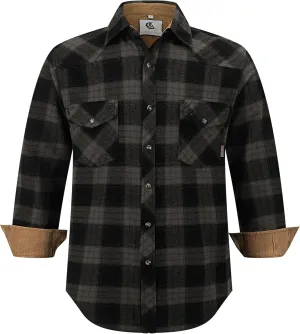COEVALS CLUB Men's Flannel Shirts Long Sleeve Western Snap Casual Plaid Work Shirts