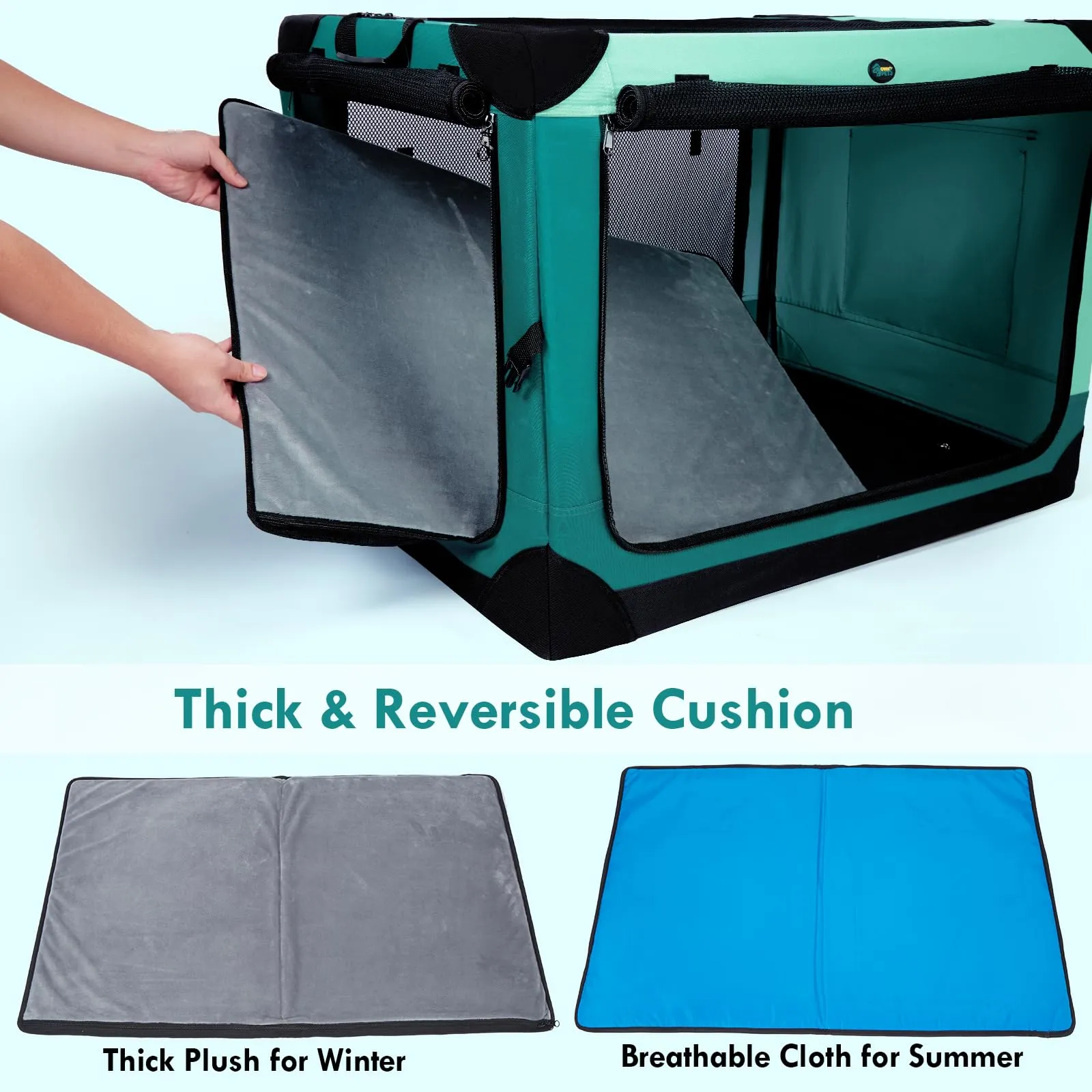 Collapsible Dog Crate, 42 inch Portable Travel Dog Crate for Large Dogs, 4-Door Foldable Pet Kennel with Durable Mesh