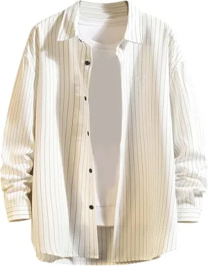 Colo Undershirts for Men Mens Fashion Business Leisure Large Stripe Long Sleeve X Shirt