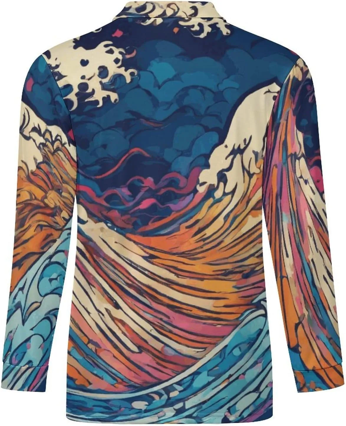 Colorful Butterfly Men's Lapel Neck Polo- Shirts Slim Fit Long Sleeve Golf T-Shirts Comfortable Tees