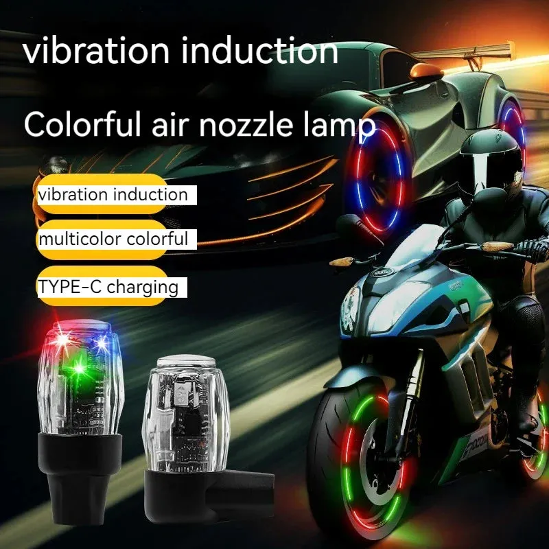 Colourful Led Car Wheel Tire Valve Cap Ambient Light Usb Charging