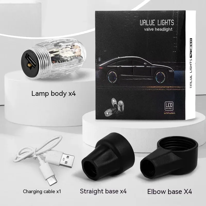 Colourful Led Car Wheel Tire Valve Cap Ambient Light Usb Charging
