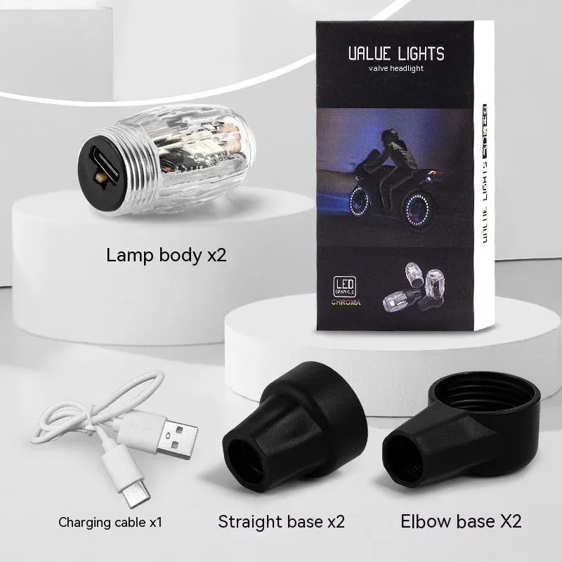 Colourful Led Car Wheel Tire Valve Cap Ambient Light Usb Charging