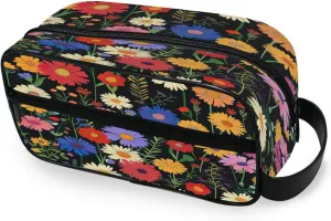 Colourful Wildflowers Travel Toiletry Bag for Women Men, Hanging Cosmetic Bag, Water Resistant Shaving Bag for Toiletries Accessories