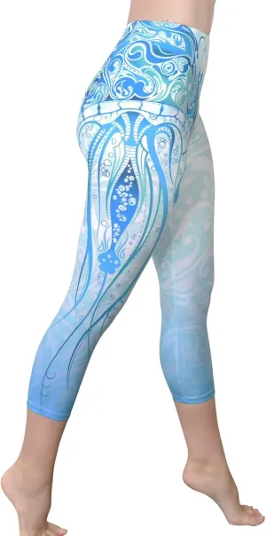 Comfy Yoga Pants - Workout Capris - High Waist Workout Leggings for Women - Lightweight Printed Yoga Legging - Size S/M 4-10