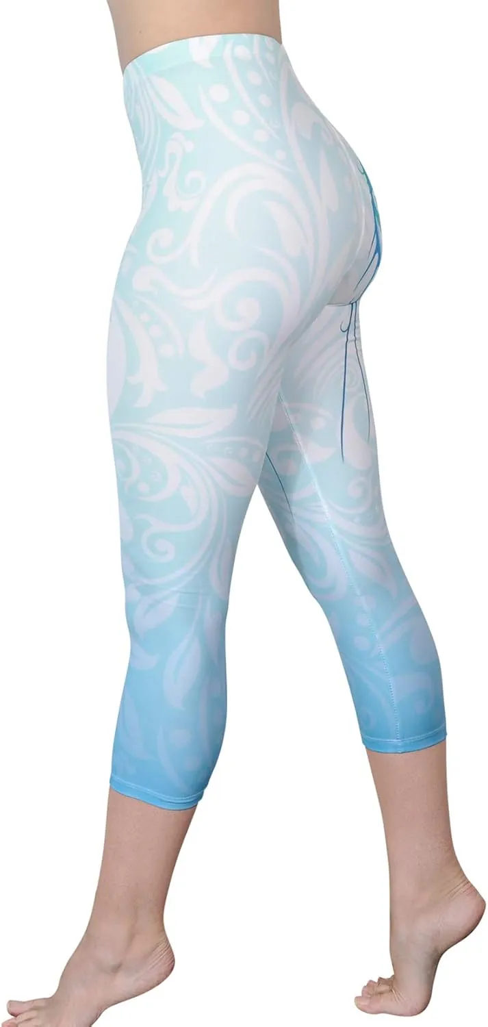Comfy Yoga Pants - Workout Capris - High Waist Workout Leggings for Women - Lightweight Printed Yoga Legging - Size S/M 4-10