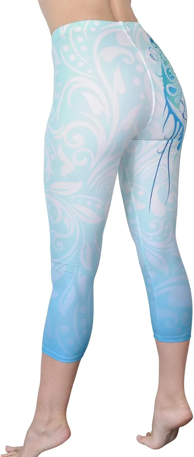 Comfy Yoga Pants - Workout Capris - High Waist Workout Leggings for Women - Lightweight Printed Yoga Legging - Size S/M 4-10