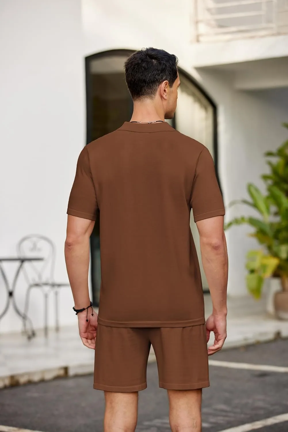 COOFANDY Men's 2 Piece Outfits Sets Casual Short Sleeve Button Down Knit Shirt and Shorts Sets Summer Beach Outfits
