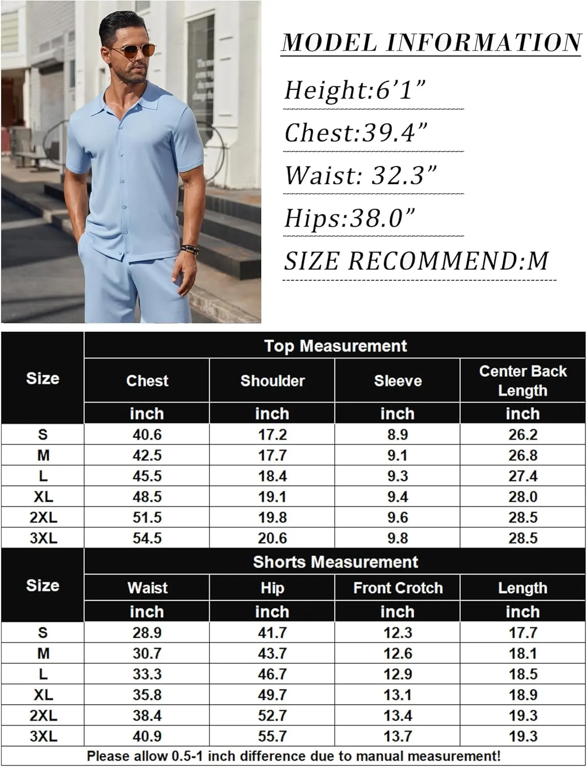 COOFANDY Men's 2 Piece Outfits Sets Casual Short Sleeve Button Down Knit Shirt and Shorts Sets Summer Beach Outfits