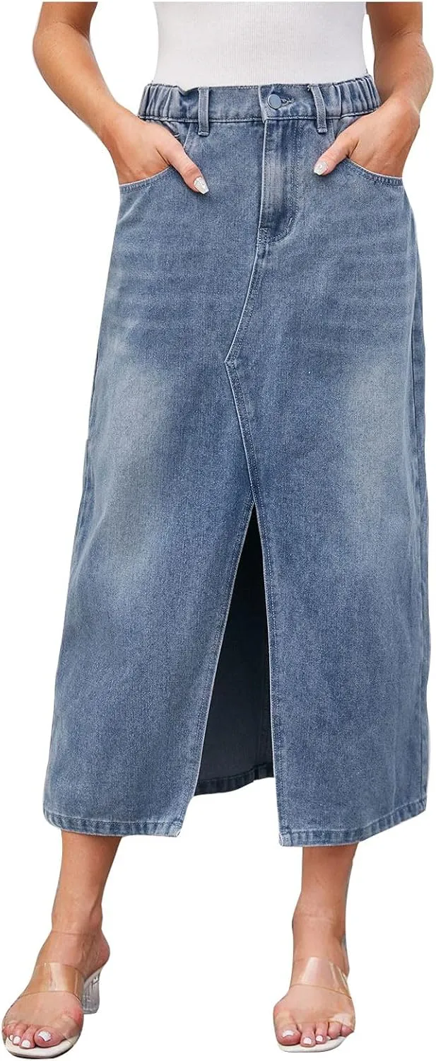 Cowgirl Slit Basic for Women Denim Maxi Long Skorts Women 2025 Y2K