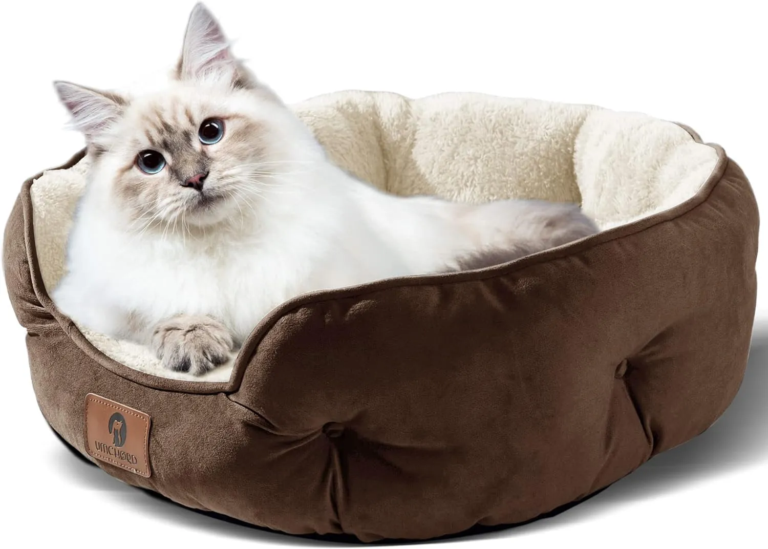 Cozy & Durable Small Dog Bed - Soft, Machine Washable, Anti-Slip, Water-Resistant, Perfect for Puppies & Kitties - 20 Inches, Brown