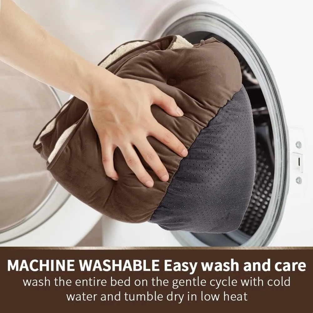 Cozy & Durable Small Dog Bed - Soft, Machine Washable, Anti-Slip, Water-Resistant, Perfect for Puppies & Kitties - 20 Inches, Brown