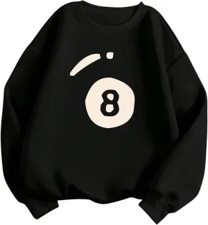 COZYEASE Women's Number Print Crewneck Sweatshirts Long Sleeve Drop Shoulder Graphic Pullovers Jersey Tops