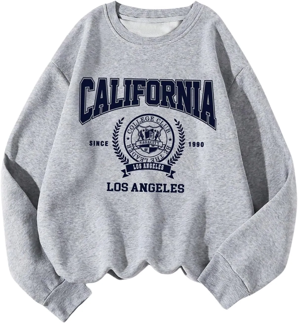 COZYEASE Women's Plus Size Graphic Crewneck Sweatshirt Letter Print Long Sleeve Baggy Pullovers Preppy Tops