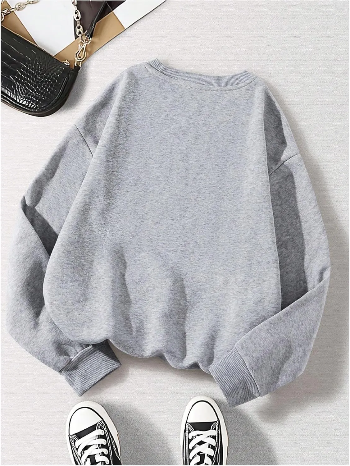 COZYEASE Women's Plus Size Graphic Crewneck Sweatshirt Letter Print Long Sleeve Baggy Pullovers Preppy Tops