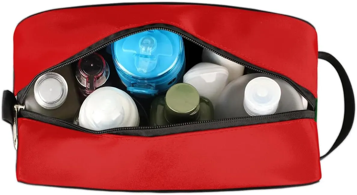 Custom Cheer Toiletry Bag, Personalized Name Makeup Bag Waterproof Toiletries Bag Travel Accessories Shaving Makeup Pouch, Red Green