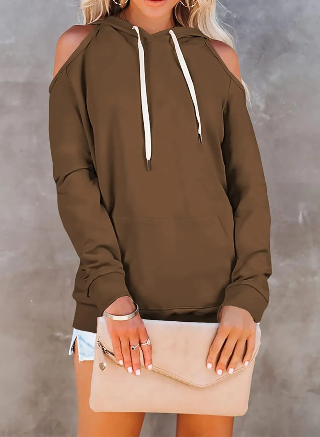 Cutiefox Women's Casual Long Sleeve Drawstring Hoodie Sweatshirts Pullover with Pockets