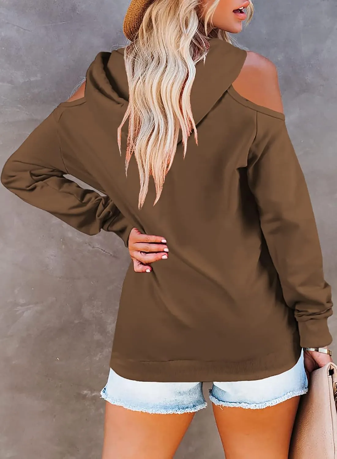 Cutiefox Women's Casual Long Sleeve Drawstring Hoodie Sweatshirts Pullover with Pockets