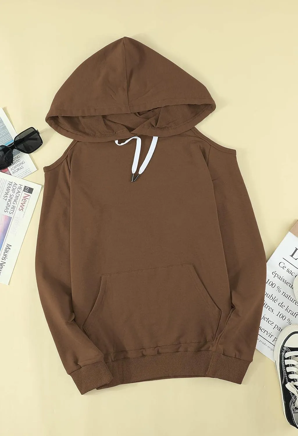Cutiefox Women's Casual Long Sleeve Drawstring Hoodie Sweatshirts Pullover with Pockets