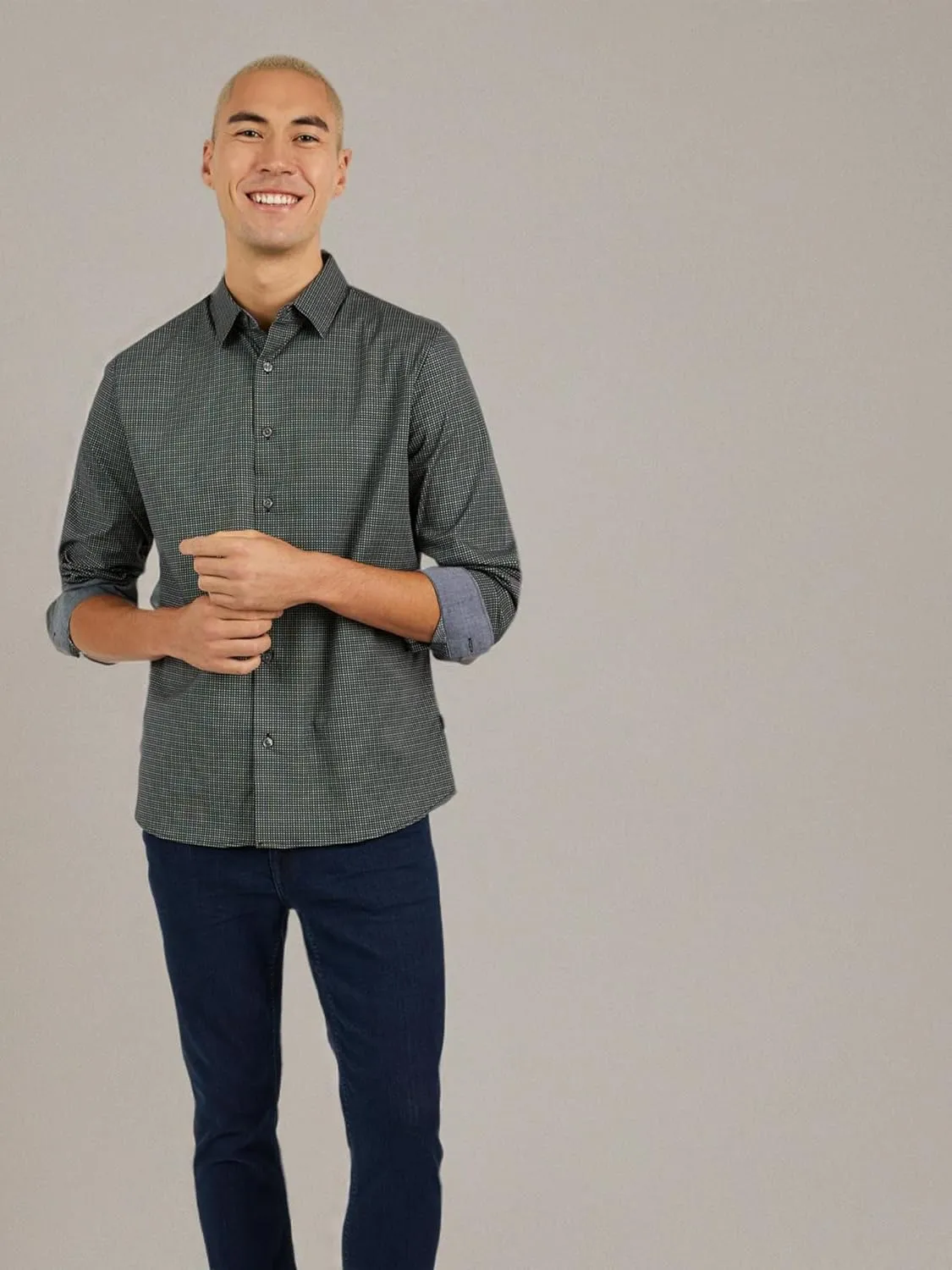 DKNY Men's Long Sleeve Button Down Shirt - Printed Mens Casual Button Up Shirts