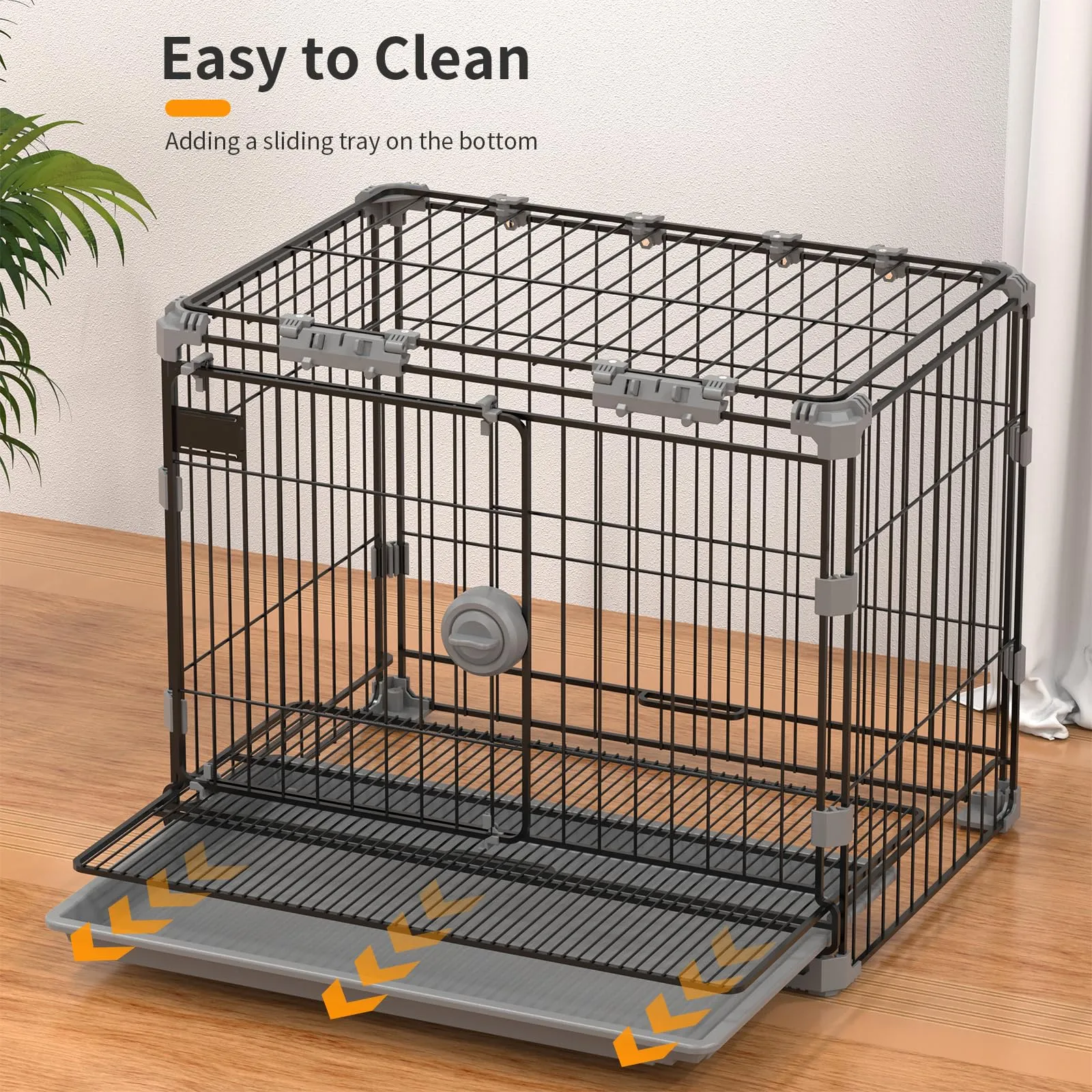 Dog Crate for Medium Dogs,30 inch Metal Dog Kennel Indoor Wire Dog Cage with Sliding Door and Removable Tray