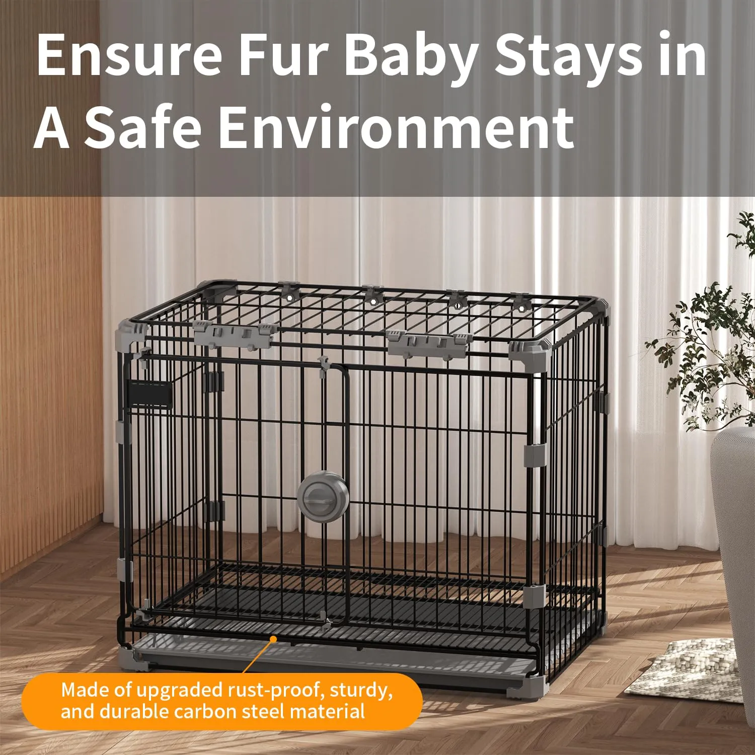 Dog Crate for Medium Dogs,30 inch Metal Dog Kennel Indoor Wire Dog Cage with Sliding Door and Removable Tray