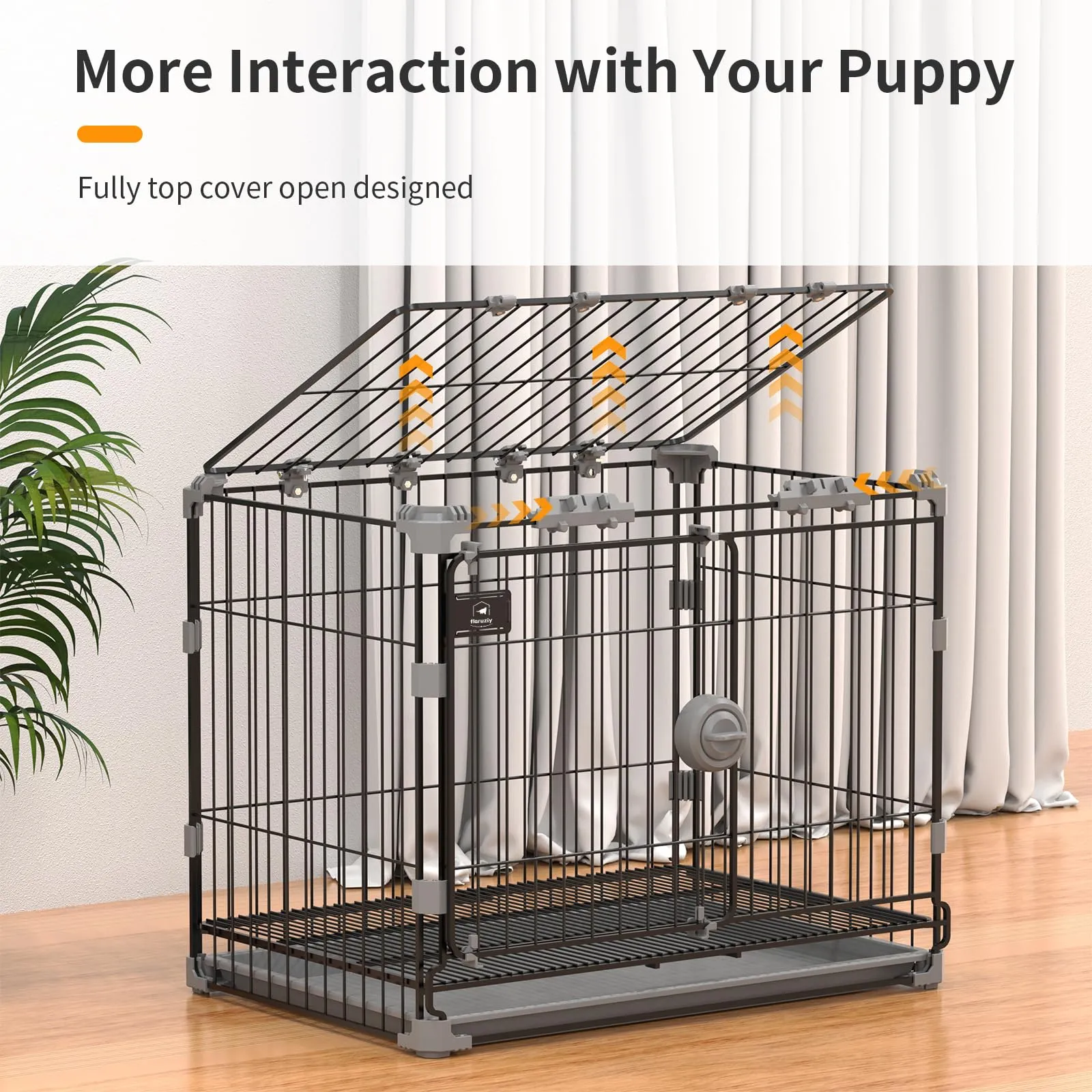 Dog Crate for Medium Dogs,30 inch Metal Dog Kennel Indoor Wire Dog Cage with Sliding Door and Removable Tray