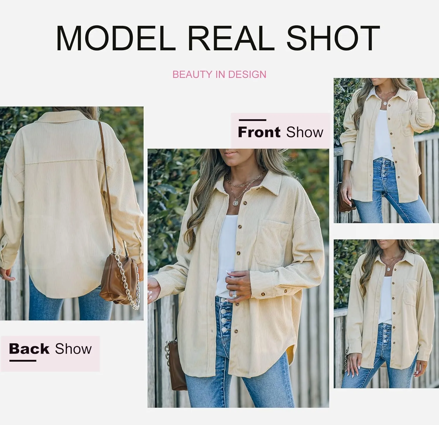 Dokotoo Womens Corduroy Button Down Shirts Boyfriend Long Sleeve Oversized Blouses Tops