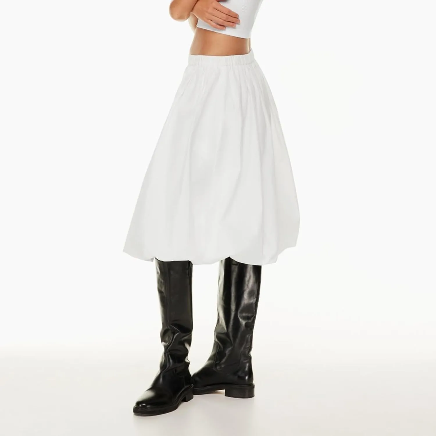 DSORVICD Women Y2k Bubble Skirt Cute Elastic High Waist A-line Maxi Skirt Retro Pleated Ruffle Midi Skirt Summer Streetwear